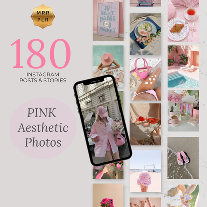 ピンクトーン写真素材180枚｜Instagram・TikTok・Canva対応フォトパック PINK Aesthetic Photos