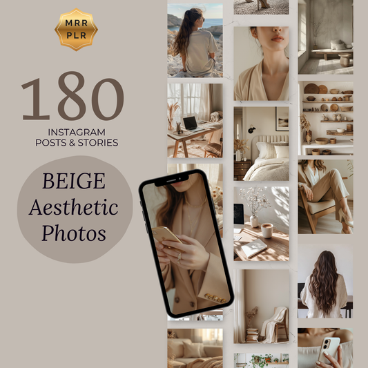 ベージュトーン写真素材180枚｜Instagram・TikTok・Canva対応フォトパック BEIGE Aesthetic Photos